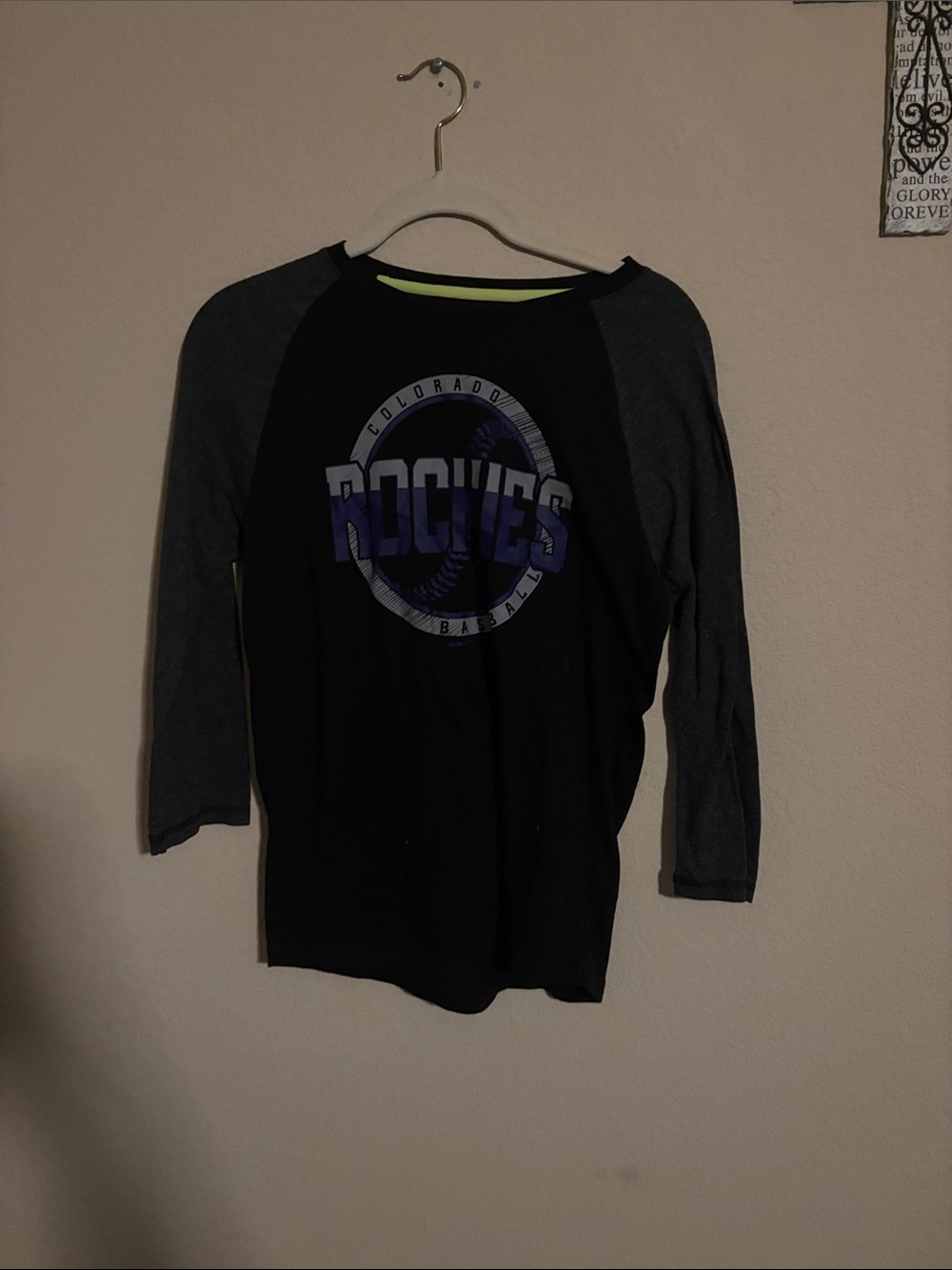 ' Rockies Baseball Raglan Tee - Black & Gray